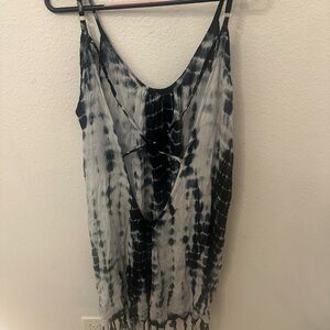 Monochrome Tie-Dye Mini Dress